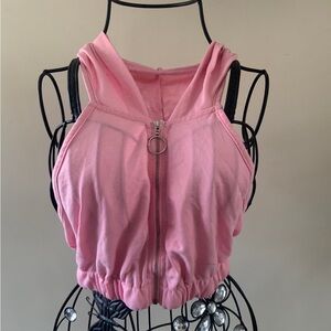 Pink Fitted Crop Tank Top with Zipper